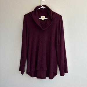 Anthropologie Maeve Women's Burgundy Cowl Neck Ribbed Sweater Size Large